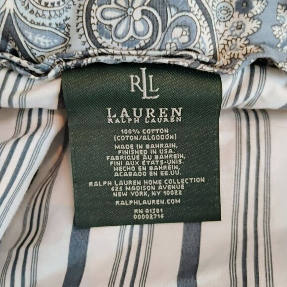 Ralph Lauren Queen / Full Reversible Comforter Blue Paisley Stripes 100% Cotton - Picture 4 of 8